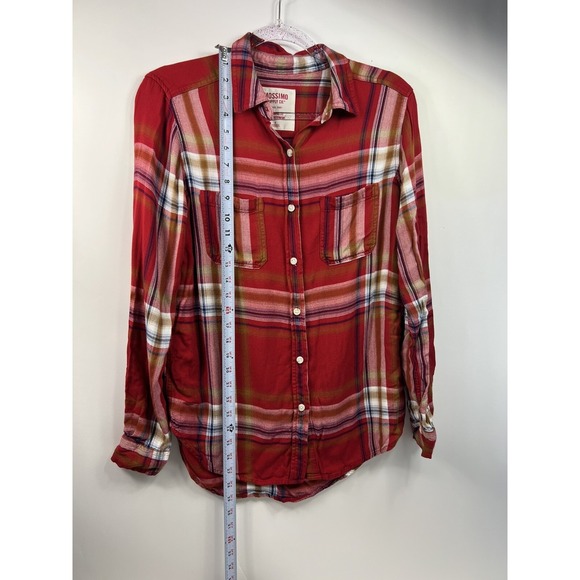Mossimo Supply Co. Boyfriend Fit Shirt Women's Size S Red Plaid - Picture 4 of 9